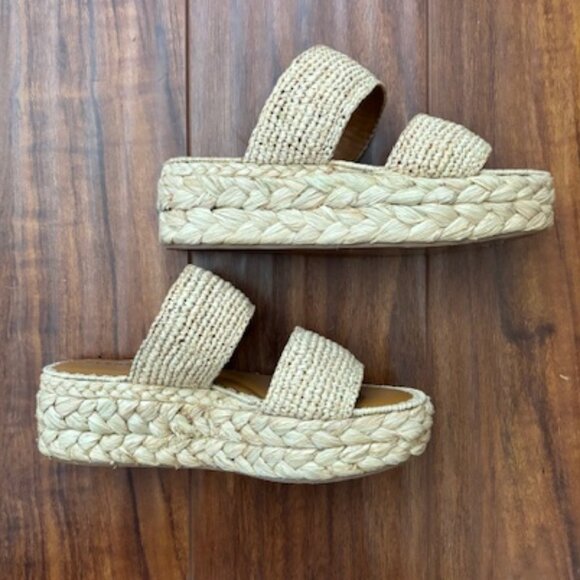 Clergerie Arlene 2 Raffia Platform Slide Sandals - Picture 4 of 10